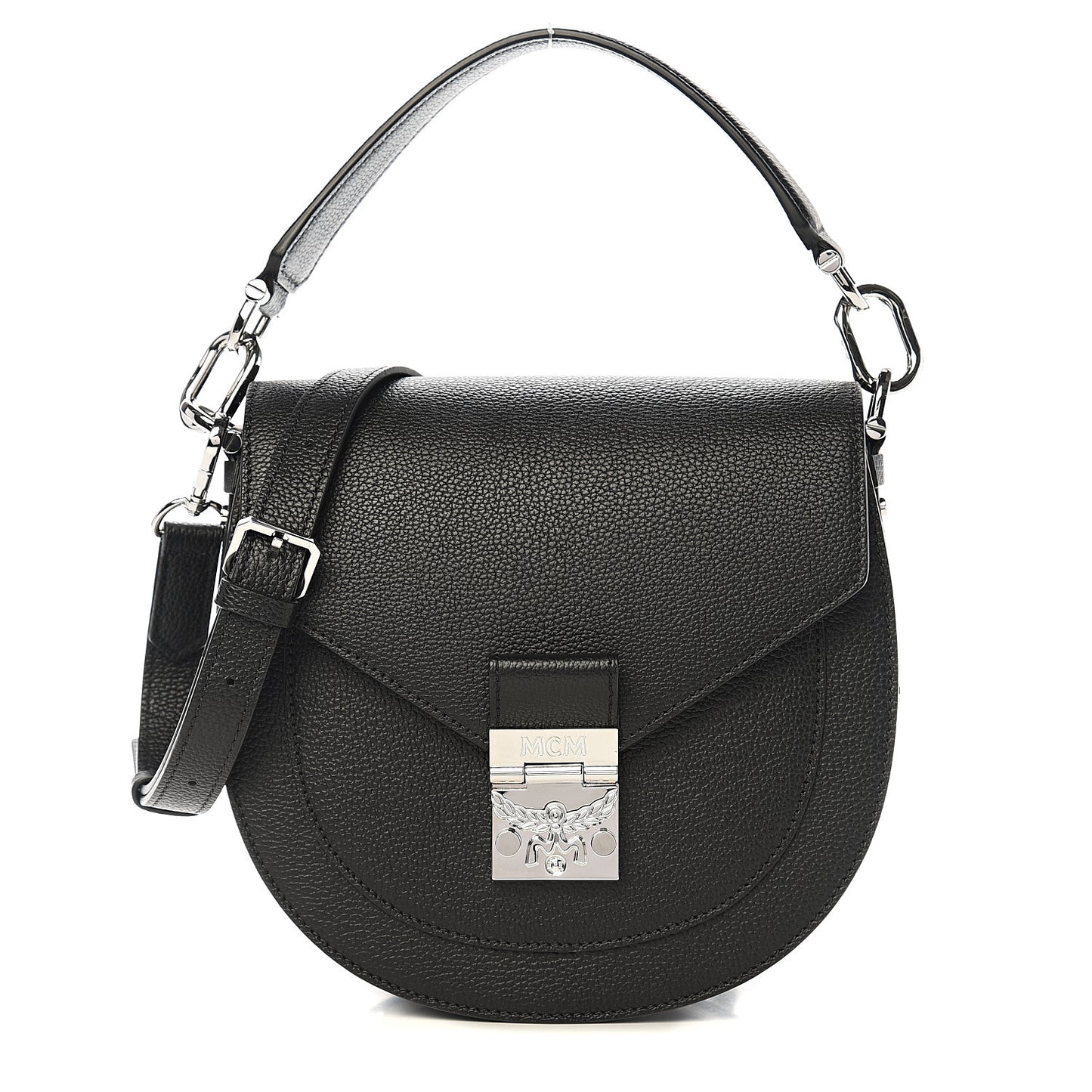 Grained Calfskin Small Patricia Shoulder Bag Black