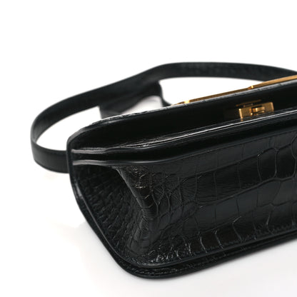 Balenciaga Extra Supple Calfskin Crocodile Embossed Small Gossip Bag Black 7 of 8