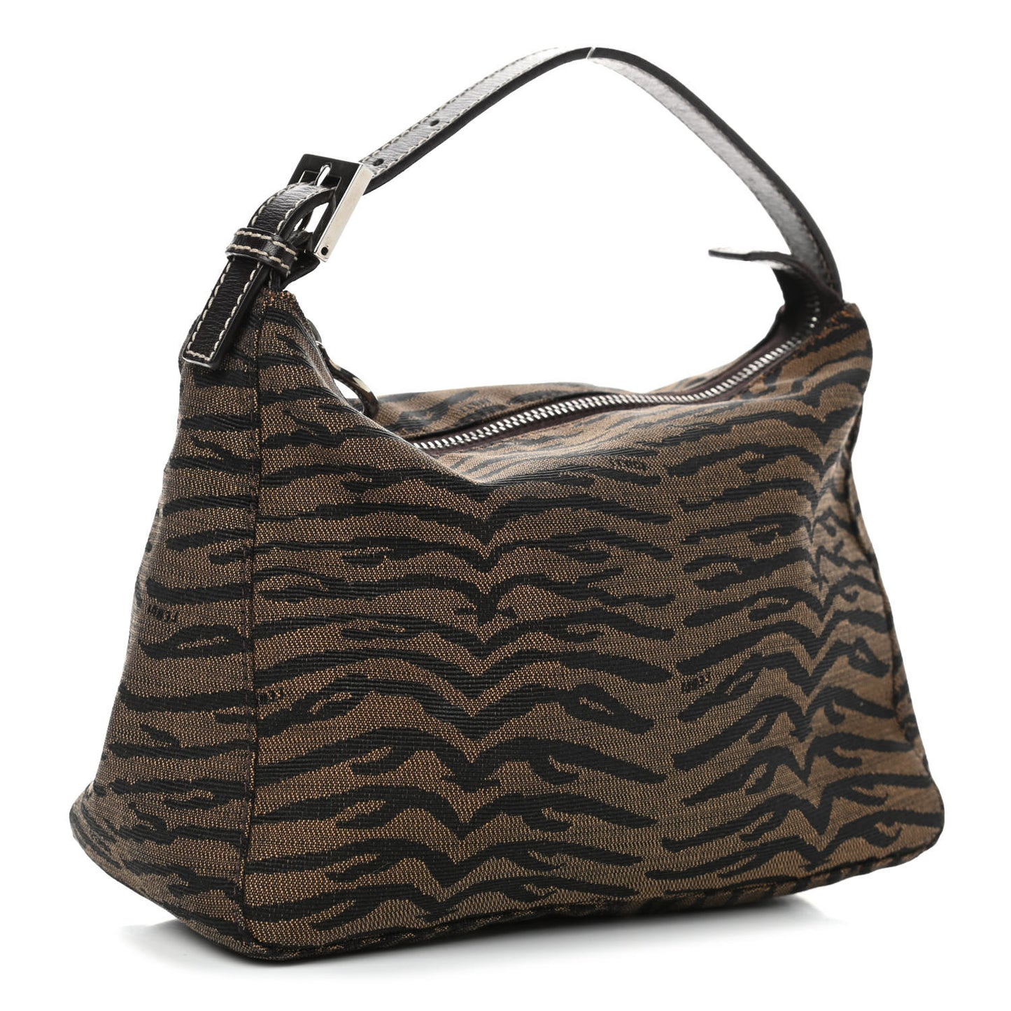 Canvas Tiger Print Mini Pochette Brown
