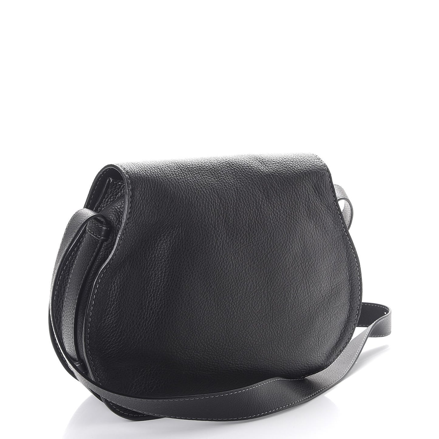 Calfskin Medium Marcie Round Crossbody Bag Black