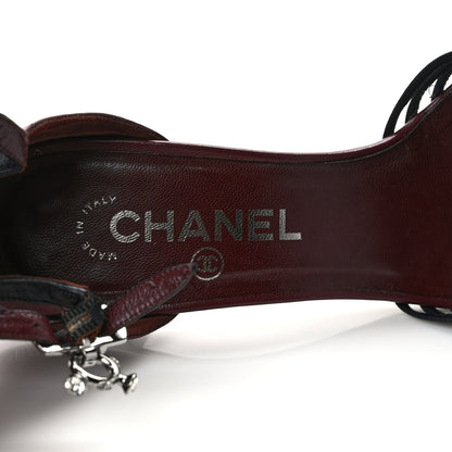 Chanel Lambskin Ankle Slingback Pumps 38 Bordeaux Black 7 of 7