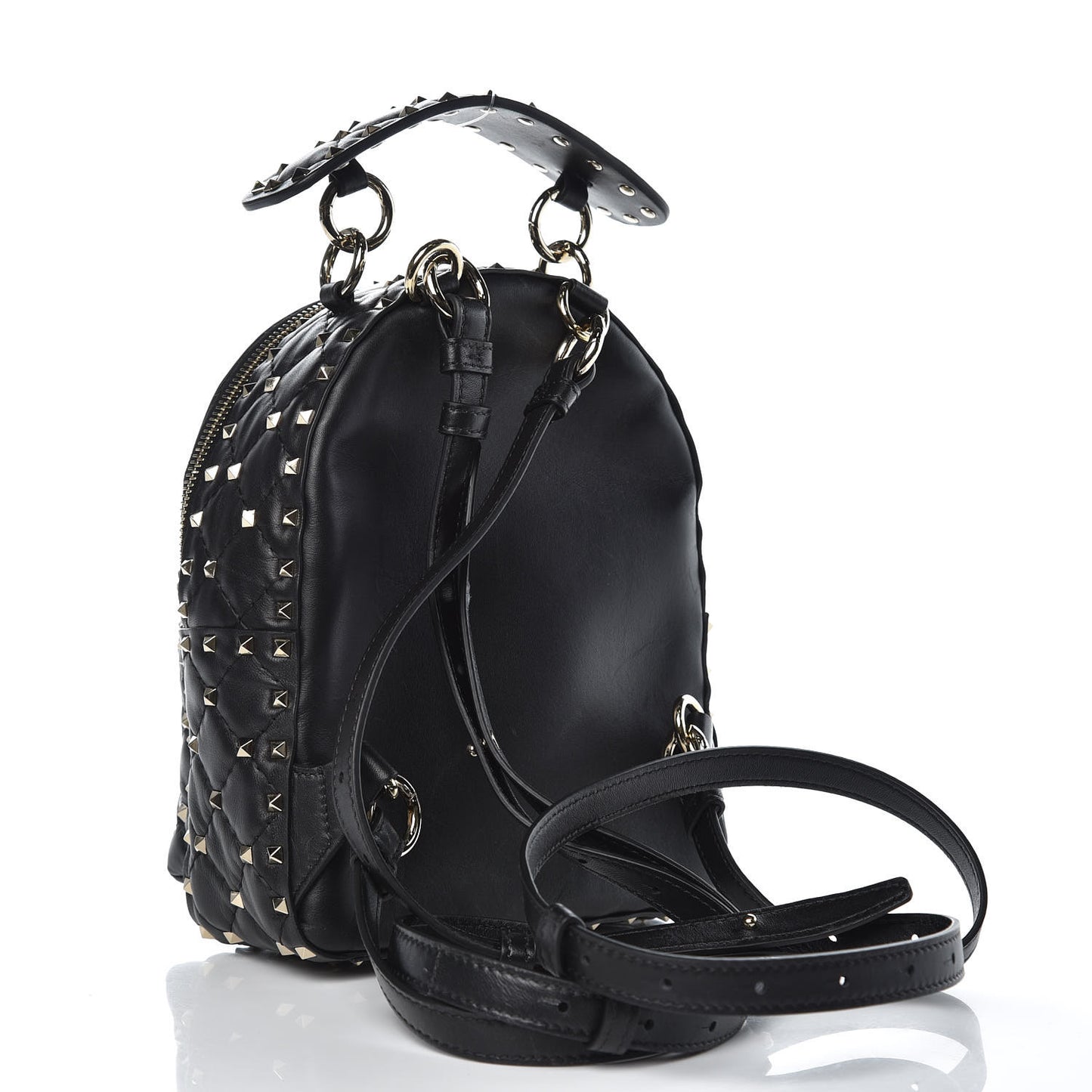 Lambskin VLTN Print Quilted Mini Rockstud Spike Backpack Black