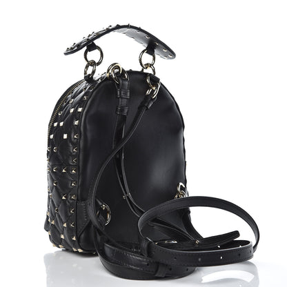 Valentino Garavani Lambskin VLTN Print Quilted Mini Rockstud Spike Backpack Black 3 of 10