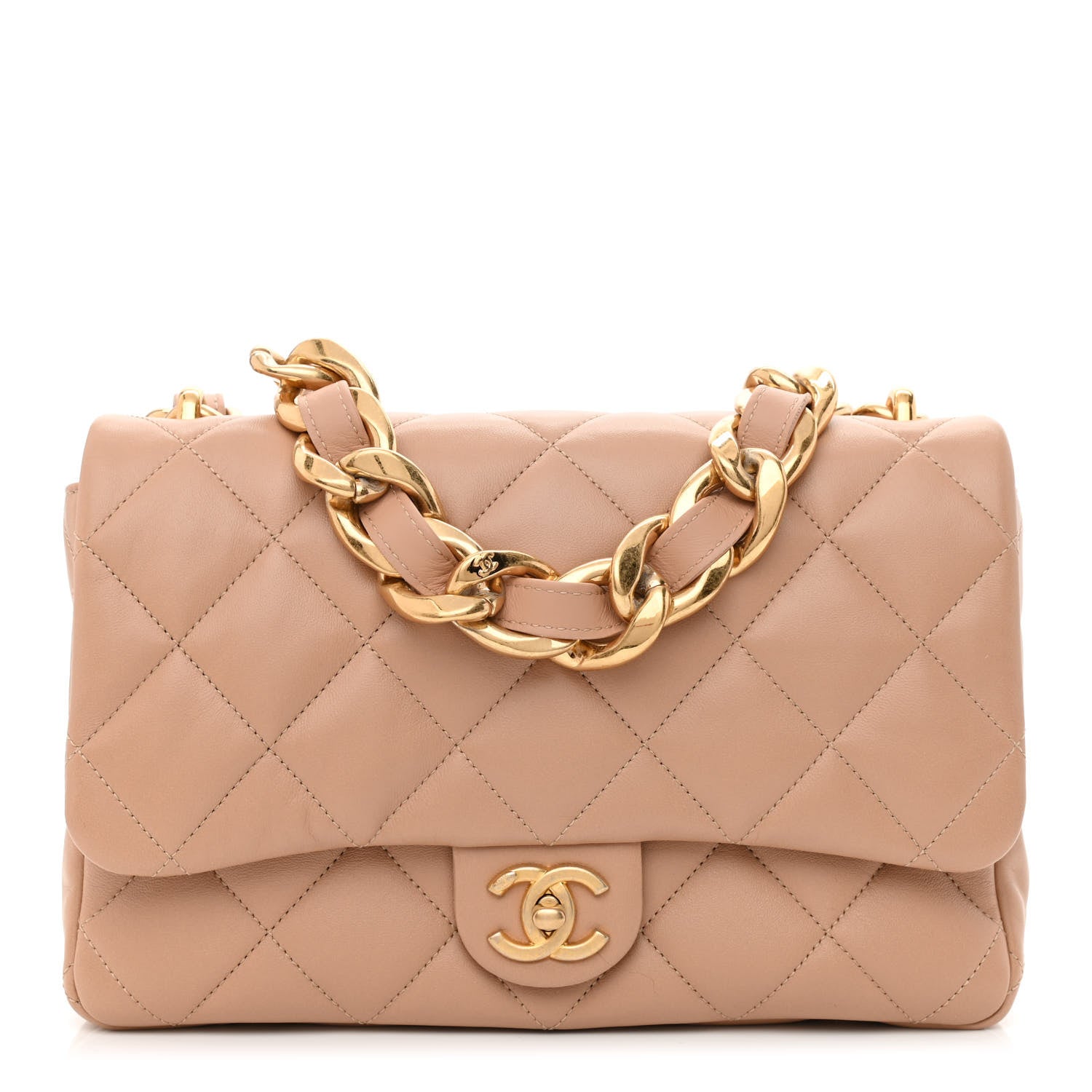 Chanel Lambskin Quilted Large CC Funky Town Flap Beige 1 of 10