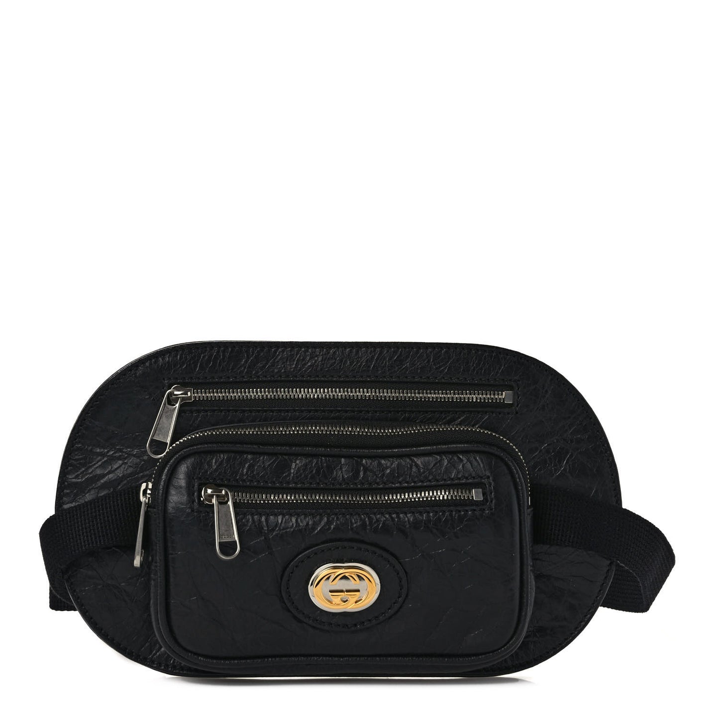 Fluffy Calfskin Morpheus Double Zip Belt Bag Black