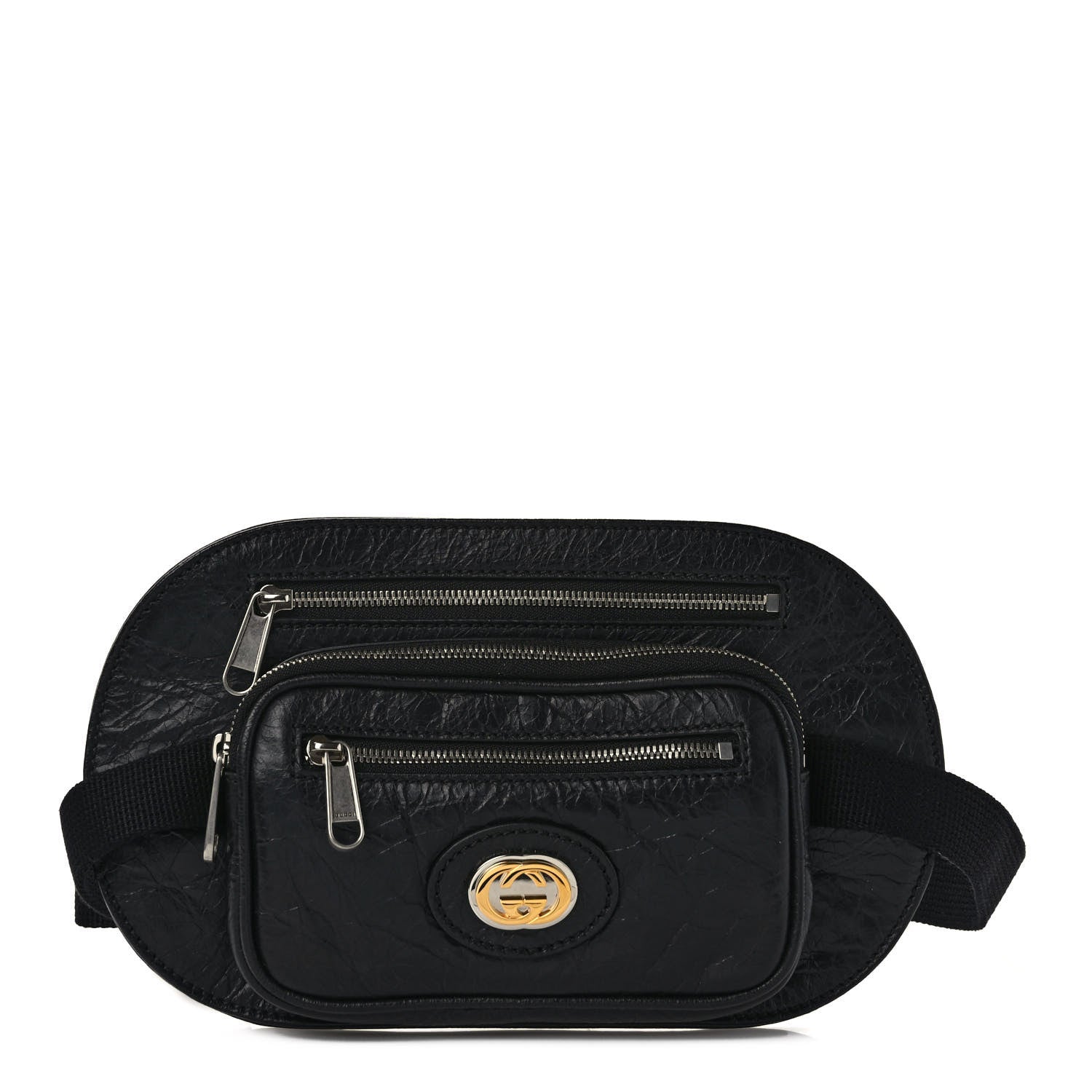 Gucci Fluffy Calfskin Morpheus Double Zip Belt Bag Black 1 of 9