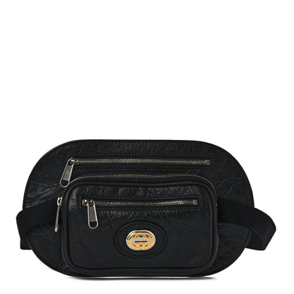 Gucci Fluffy Calfskin Morpheus Double Zip Belt Bag Black 1 of 9