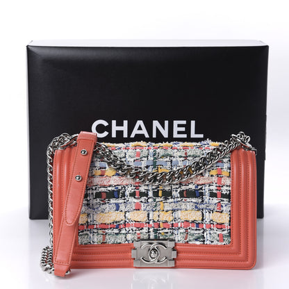 Chanel Lambskin Tweed Medium Boy Flap Coral 11 of 11