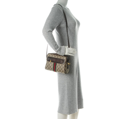 Gucci Coated Canvas Monogram Web Small Shoulder Bag Dark Brown 2 of 8