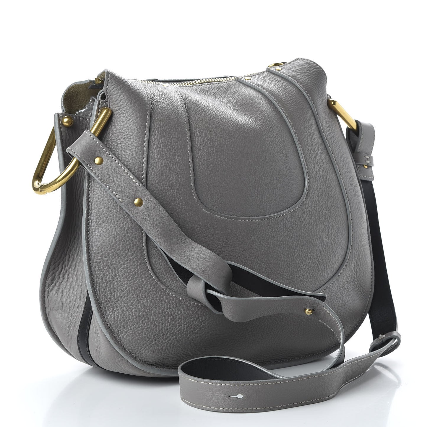 Grained Calfskin Small Hayley Hobo Cashmere Grey