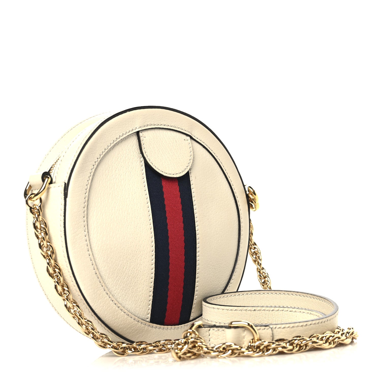 Gucci Textured Calfskin Web Mini Ophidia Round Shoulder Bag Mystic White 3 of 10