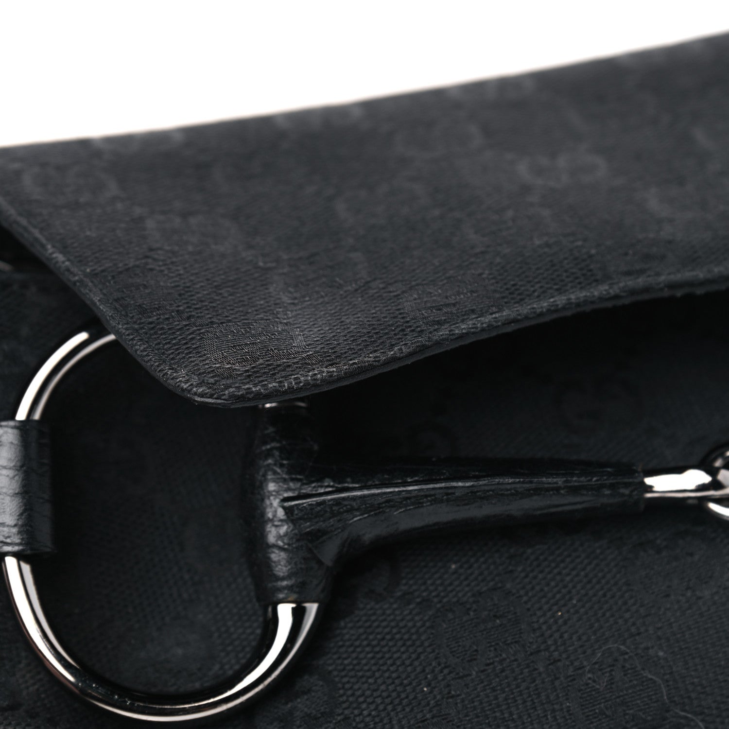 Gucci Monogram Horsebit Chain Clutch Black 10 of 11