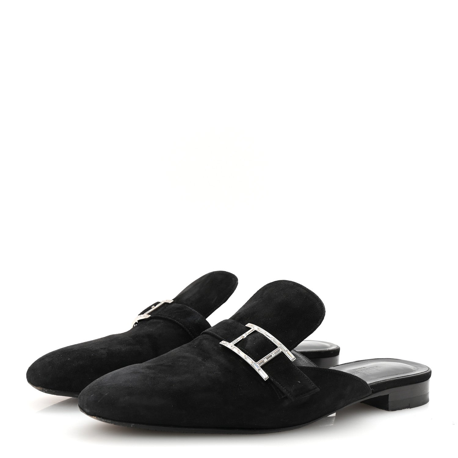 Hermes Velvet Goatskin Crystal Beauty Mules 39 Black 4 of 9