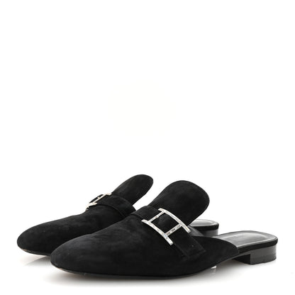 Hermes Velvet Goatskin Crystal Beauty Mules 39 Black 4 of 9