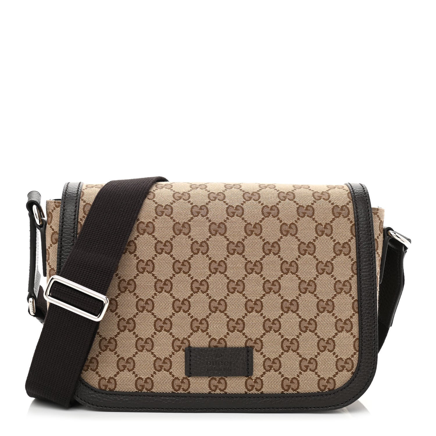 Gucci Monogram Flap Messenger Bag Beige Dark Brown 1 of 12