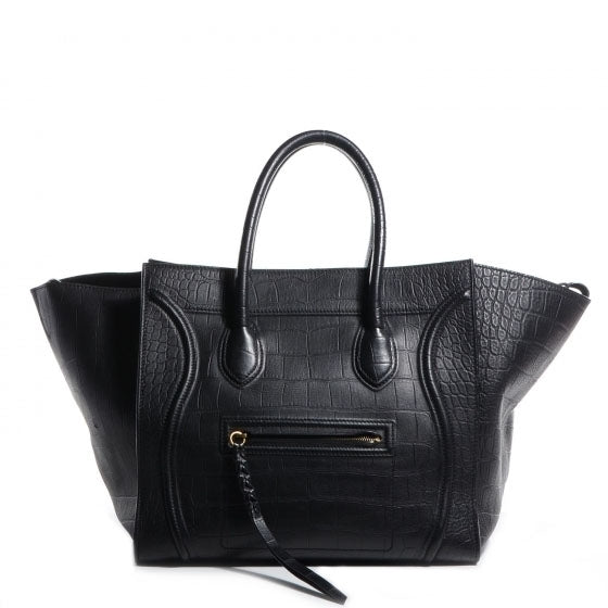 Celine Crocodile Embossed Large Phantom Luggage Black 1 of 8