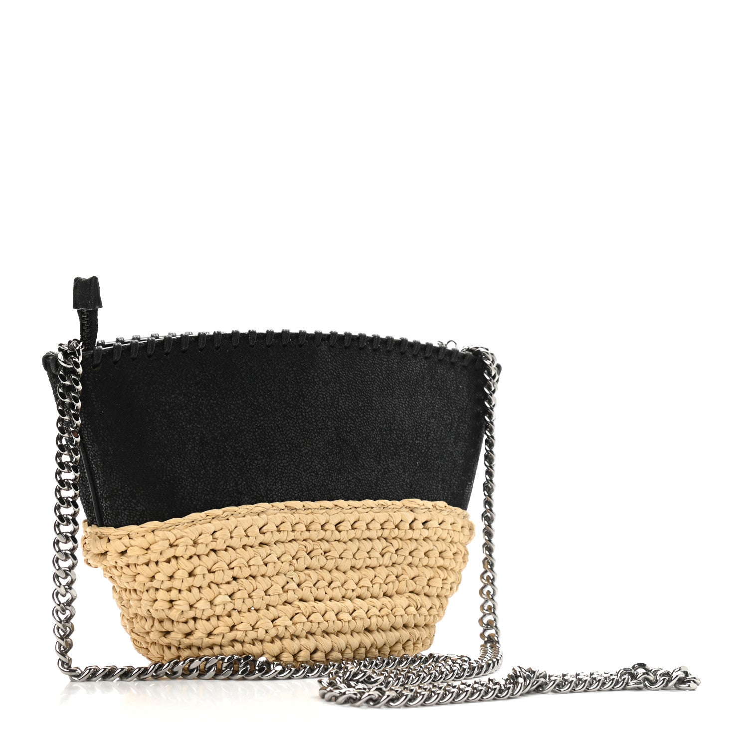 Stella McCartney Shaggy Deer Raffia Mini Shoulder Bag Black 3 of 8