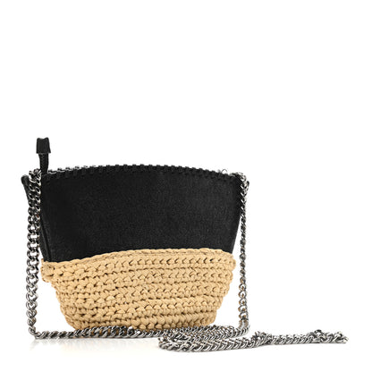 Stella McCartney Shaggy Deer Raffia Mini Shoulder Bag Black 3 of 8
