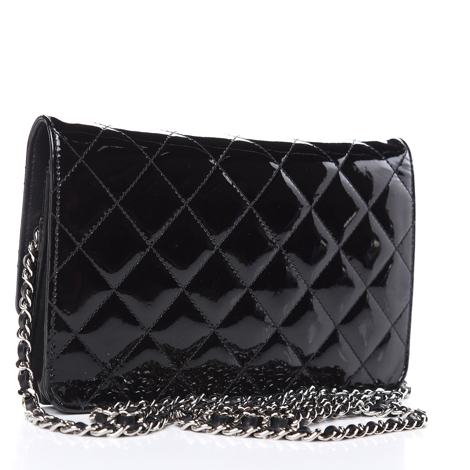 Chanel Patent Quilted Brilliant Wallet On Chain WOC Black 3 of 10