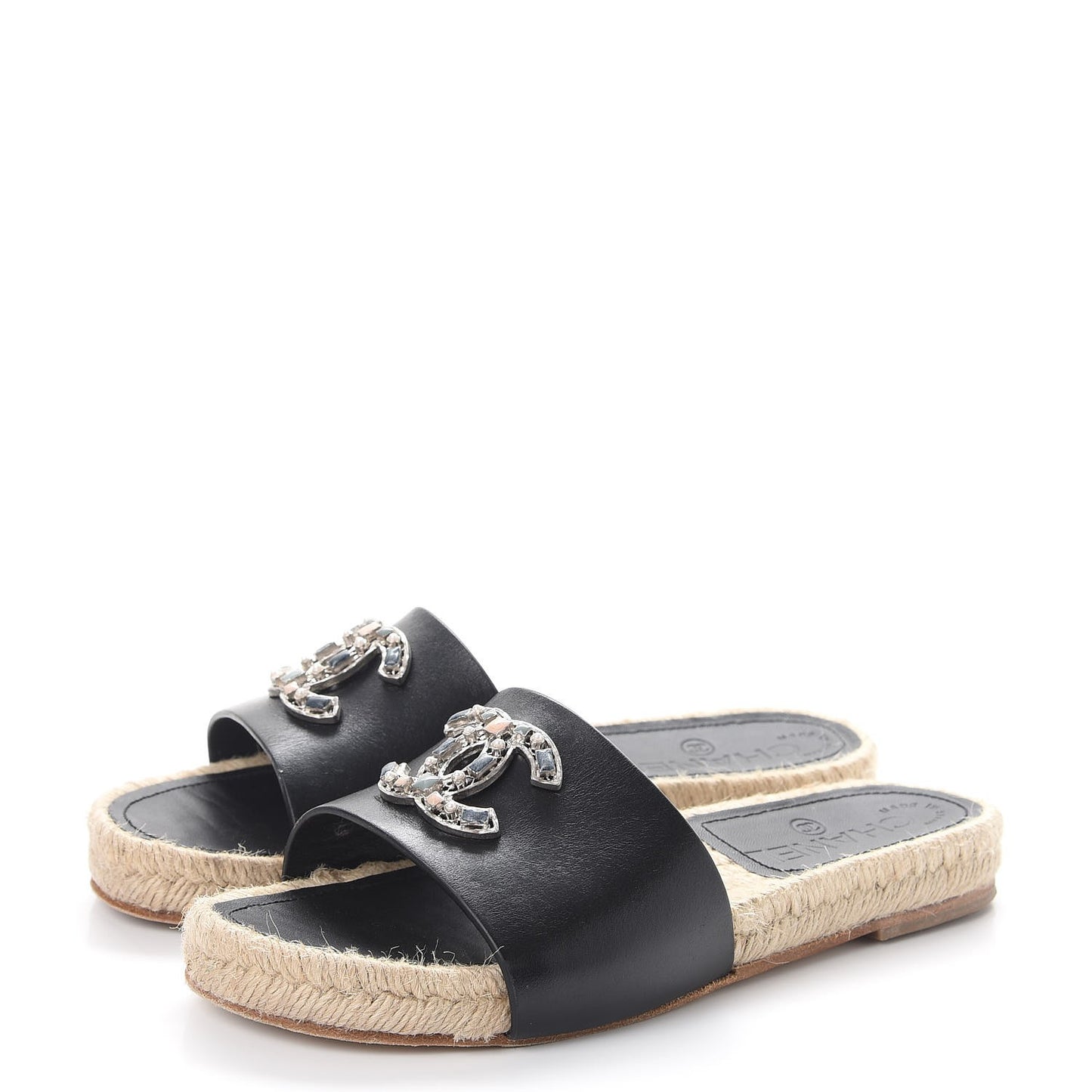 Calfskin Gripoix CC Espadrille Sandals 35.5 Black