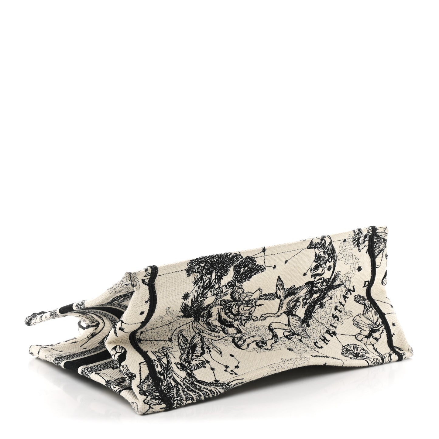 Canvas Zodiac Toile De Jouy Embroidered Medium Book Tote Latte