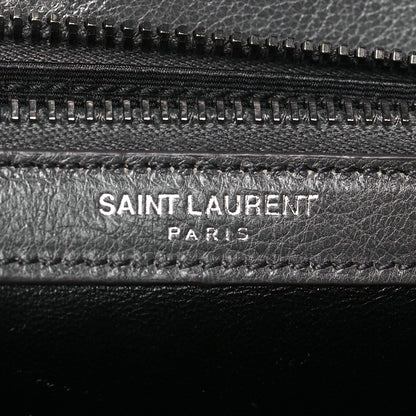 Saint Laurent Sheepskin Matelasse Chevron Monogram Medium College Bag Asphalt 6 of 13