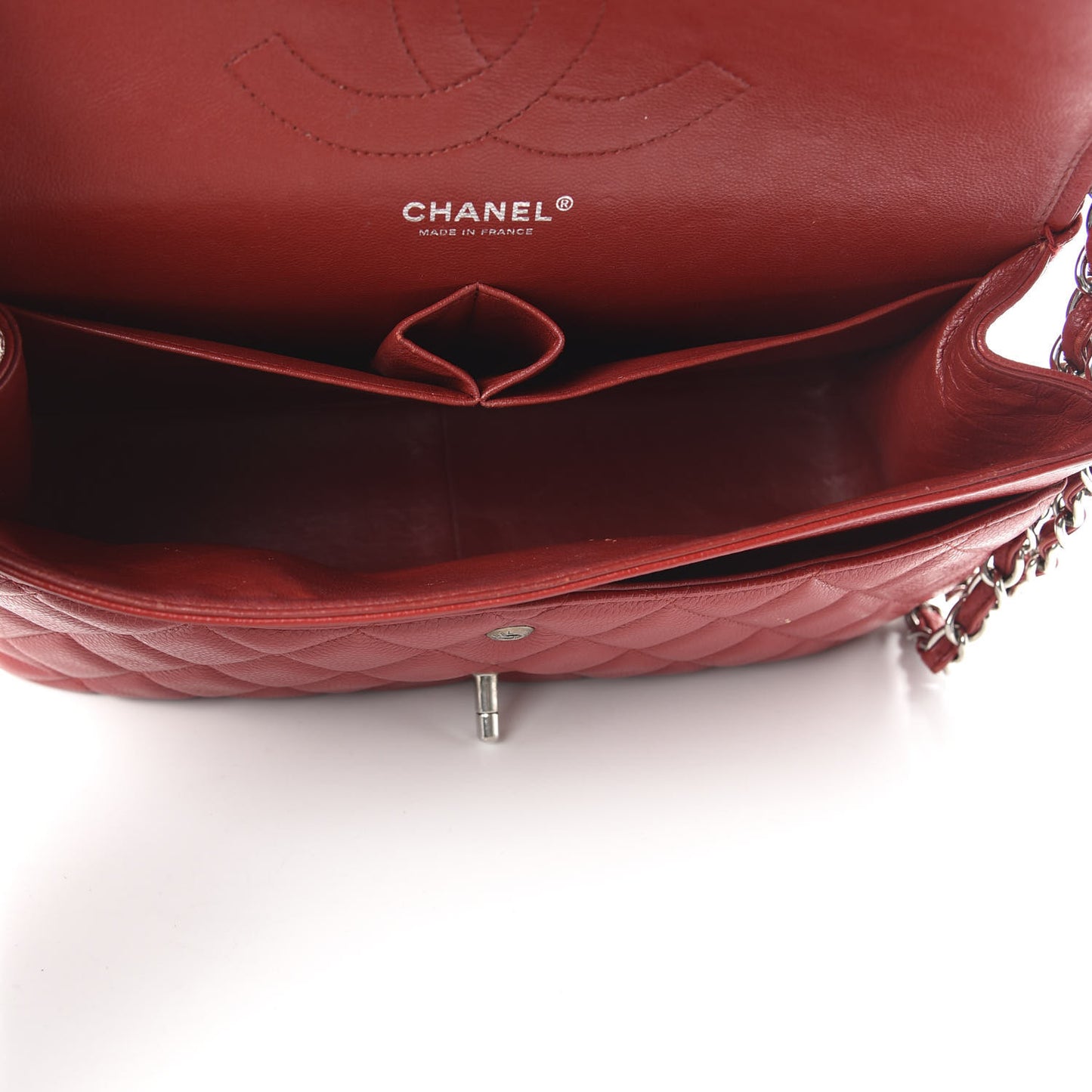 Caviar Quilted Jumbo Double Flap Red