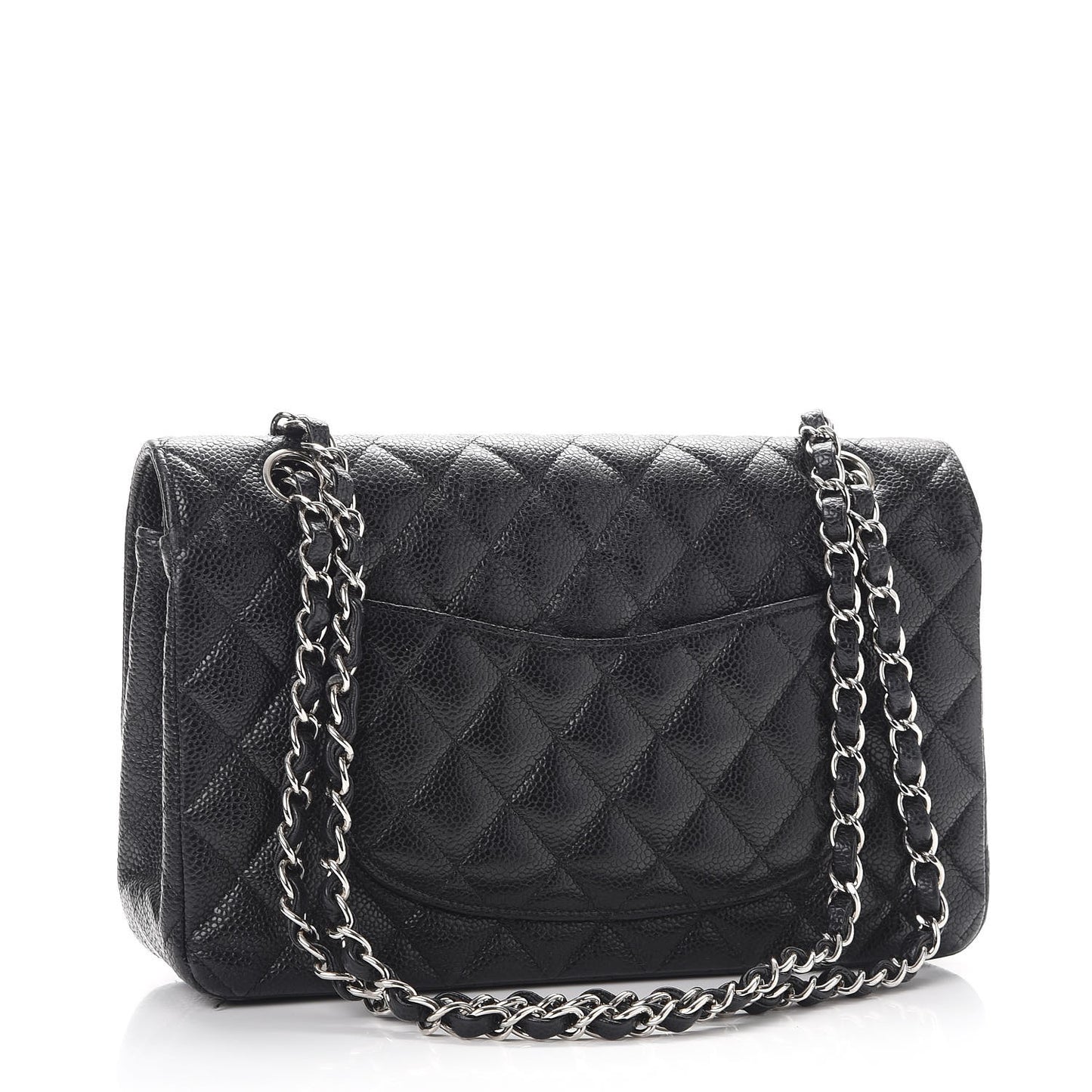 Caviar Quilted Medium Double Flap Black