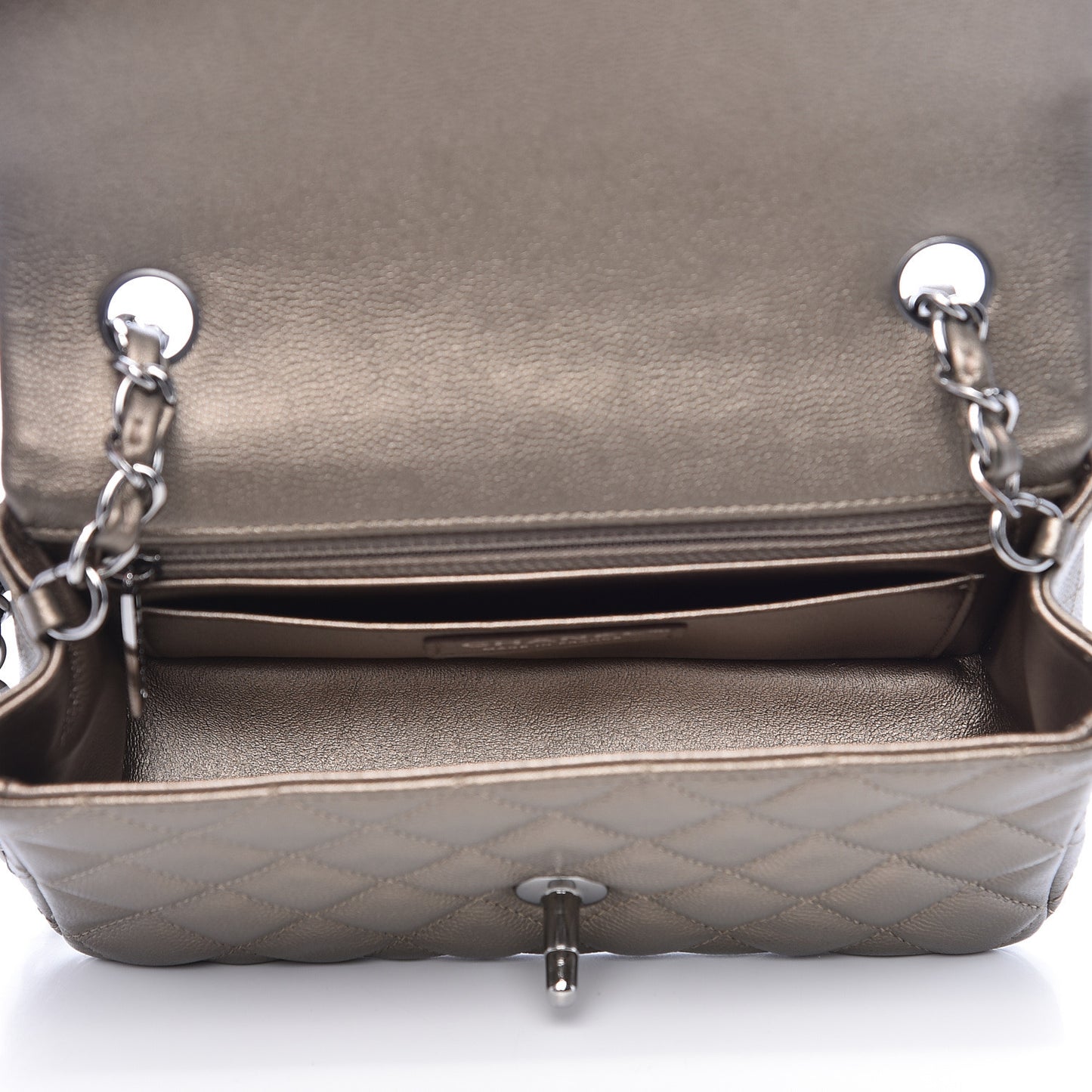 Metallic Caviar Quilted Mini Rectangular Flap Bronze