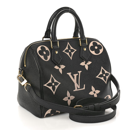 Louis Vuitton Empreinte Monogram Giant Speedy Bandouliere 25 Black Beige 2 of 9