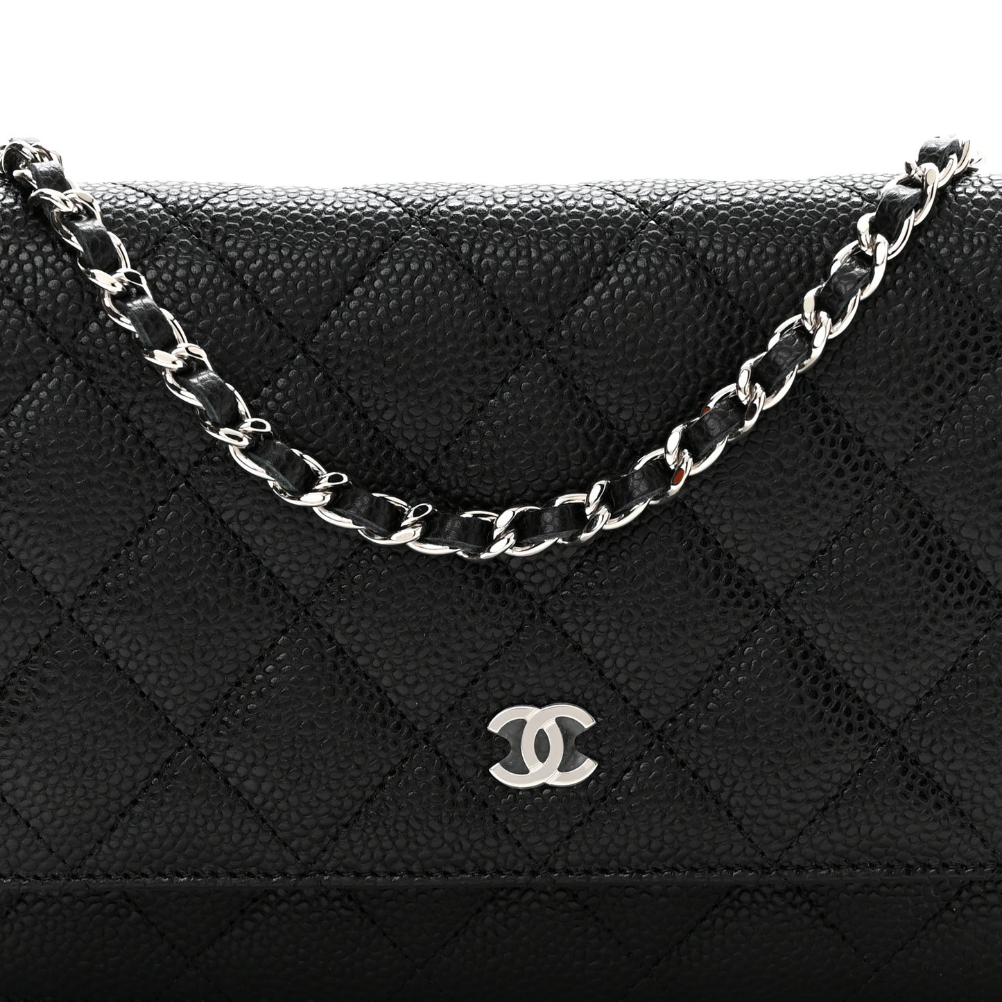 Caviar Quilted Wallet On Chain WOC Black