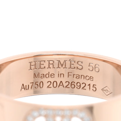Hermes 18K Rose Gold Diamond PM H D'Ancre Ring 56 7.5 4 of 5