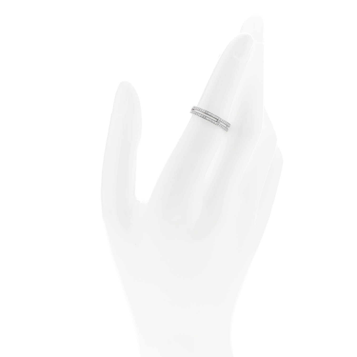 Hermes 18K White Gold Diamond Ariane Wedding Band Ring 51 5.75 2 of 5
