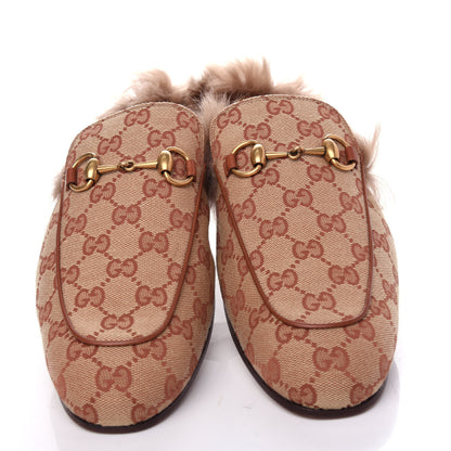 Gucci GG Monogram Fur Mens Princetown Slippers 8 Beige Ruggine Rust 5 of 10