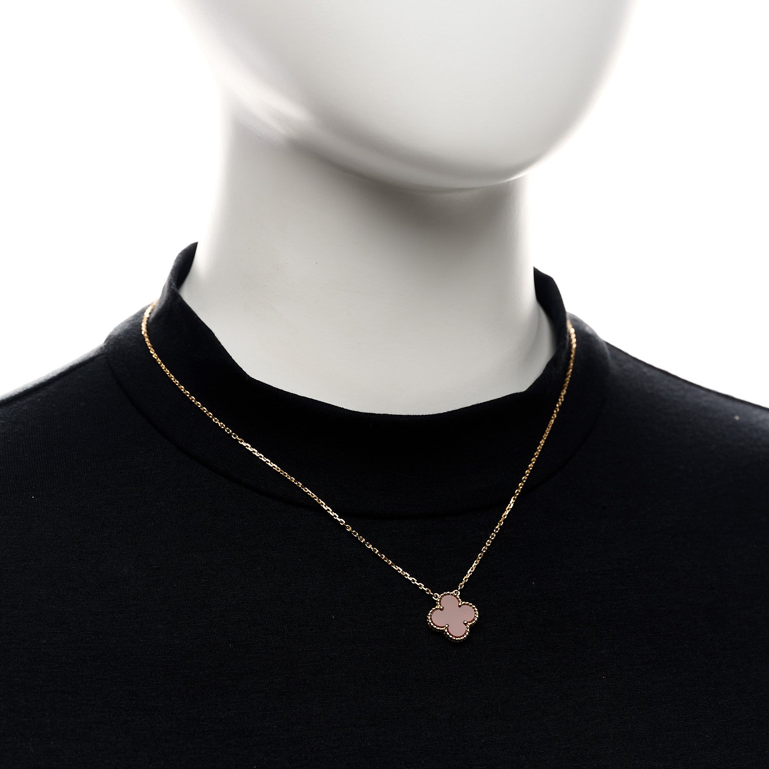 Van Cleef & Arpels 18K Yellow Gold Carnelian Vintage Alhambra Pendant Necklace 2 of 6