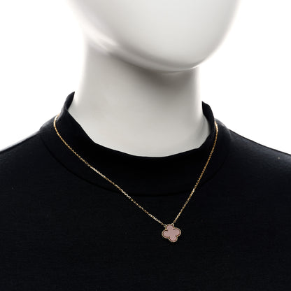 Van Cleef & Arpels 18K Yellow Gold Carnelian Vintage Alhambra Pendant Necklace 2 of 6