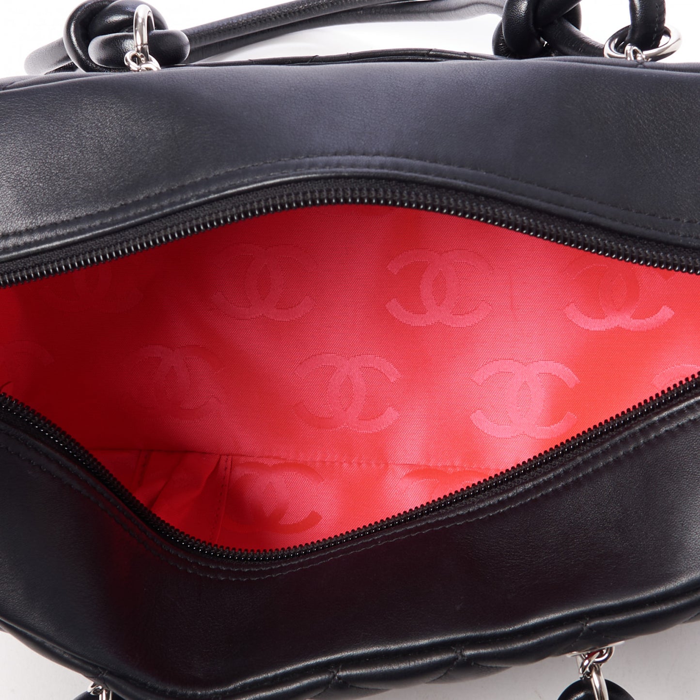 Calfskin Quilted Large Cambon Bowler Black