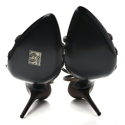 Saint Laurent Satin Crystal Ava 105 Sandals 38 Brown 5 of 8