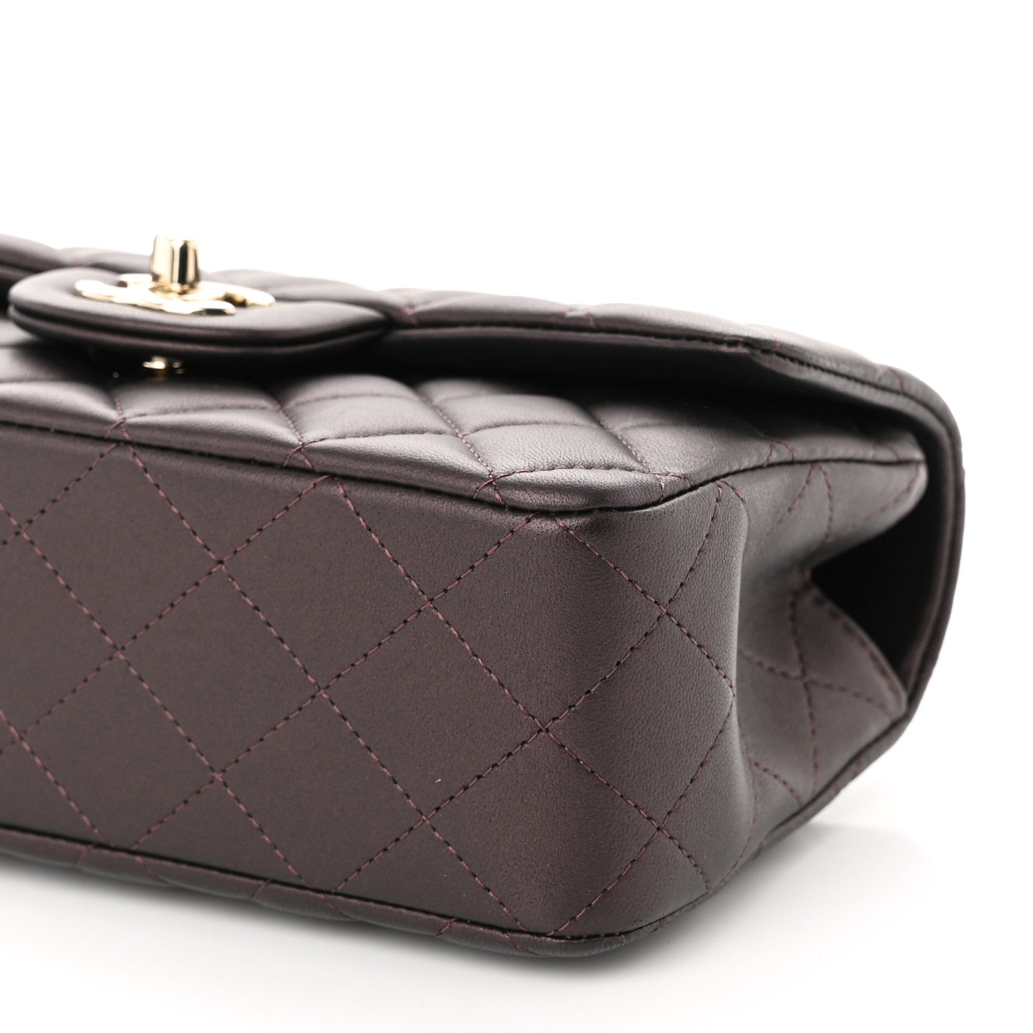 Chanel Iridescent Lambskin Quilted Mini Top Handle Rectangular Flap Burgundy 10 of 11