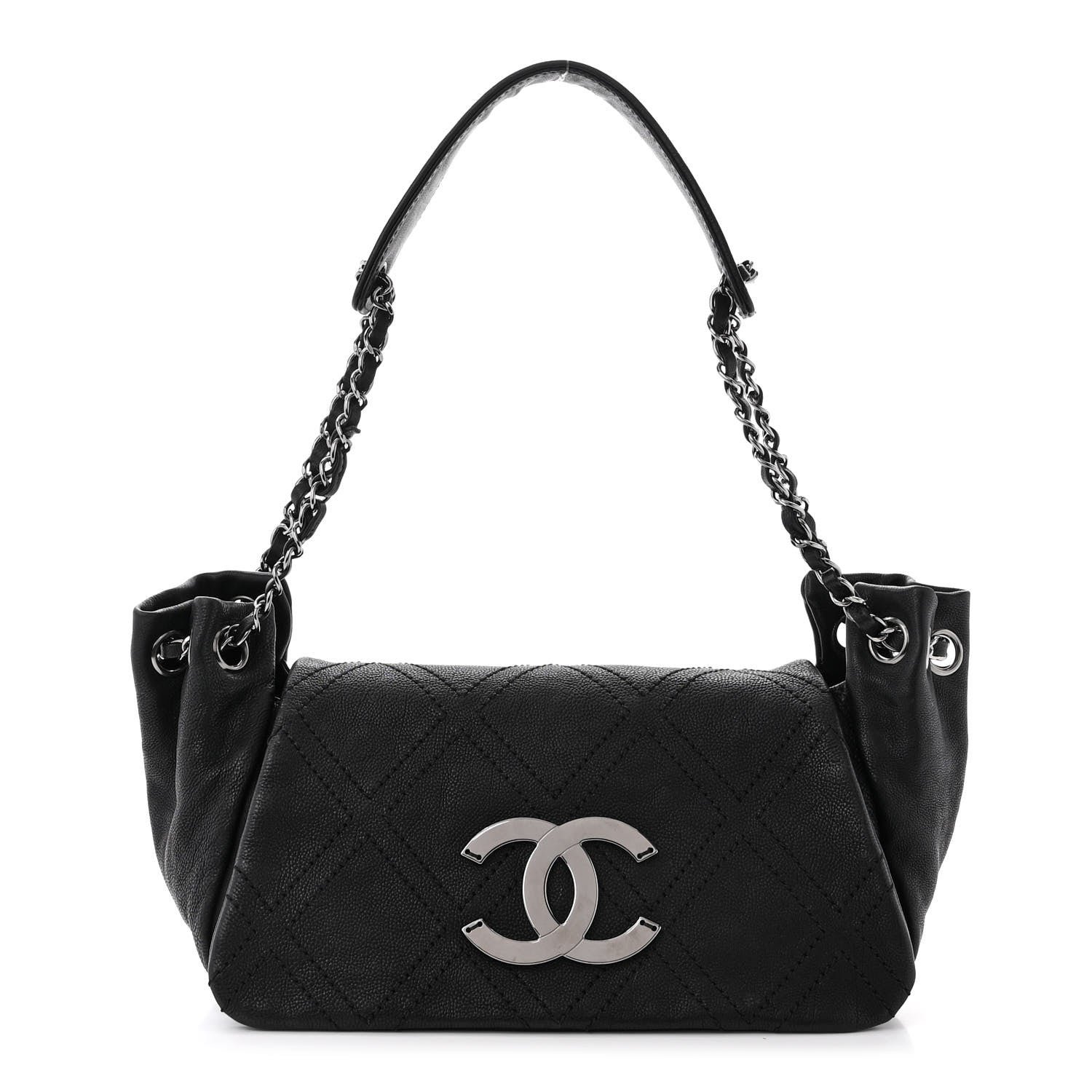 Chanel Calfskin Diamond Stitch Accordion Flap Black 1 of 13