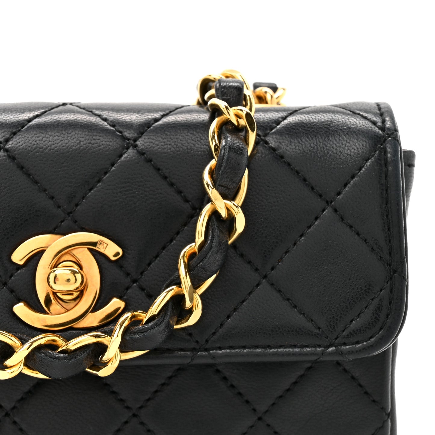 Lambskin Quilted Micro Mini Flap Bag Black
