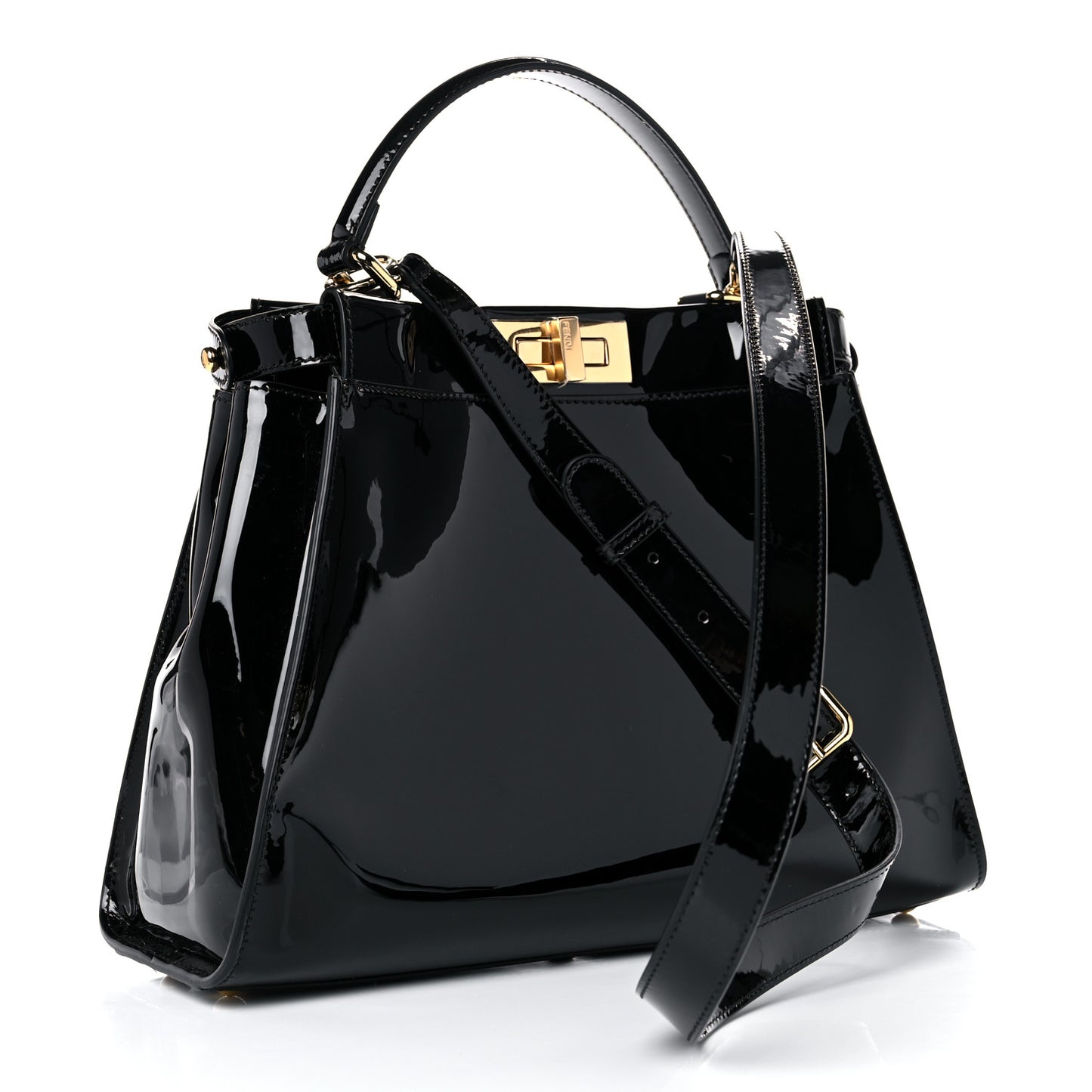 Patent Medium Peekaboo Iconic Defender Satchel Black