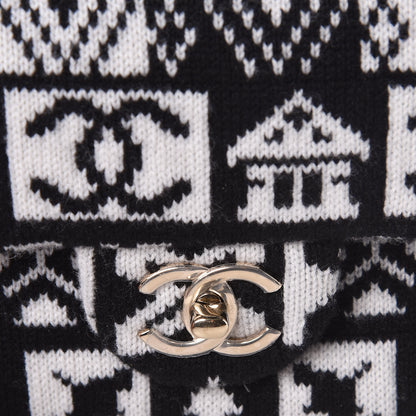 Chanel Cashmere Knit Coco Neige Flap Black White 10 of 10