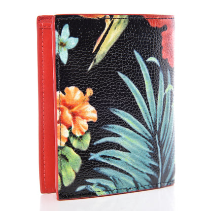 Christian Louboutin Crackled Calfskin Hawaii Print Paros Spikes Wallet Black Gunmetal 3 of 8