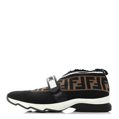 Fendi Stretch Yarn FF Stiff Band Rockoko Sneakers 39 Black White Tobacco 1 of 24