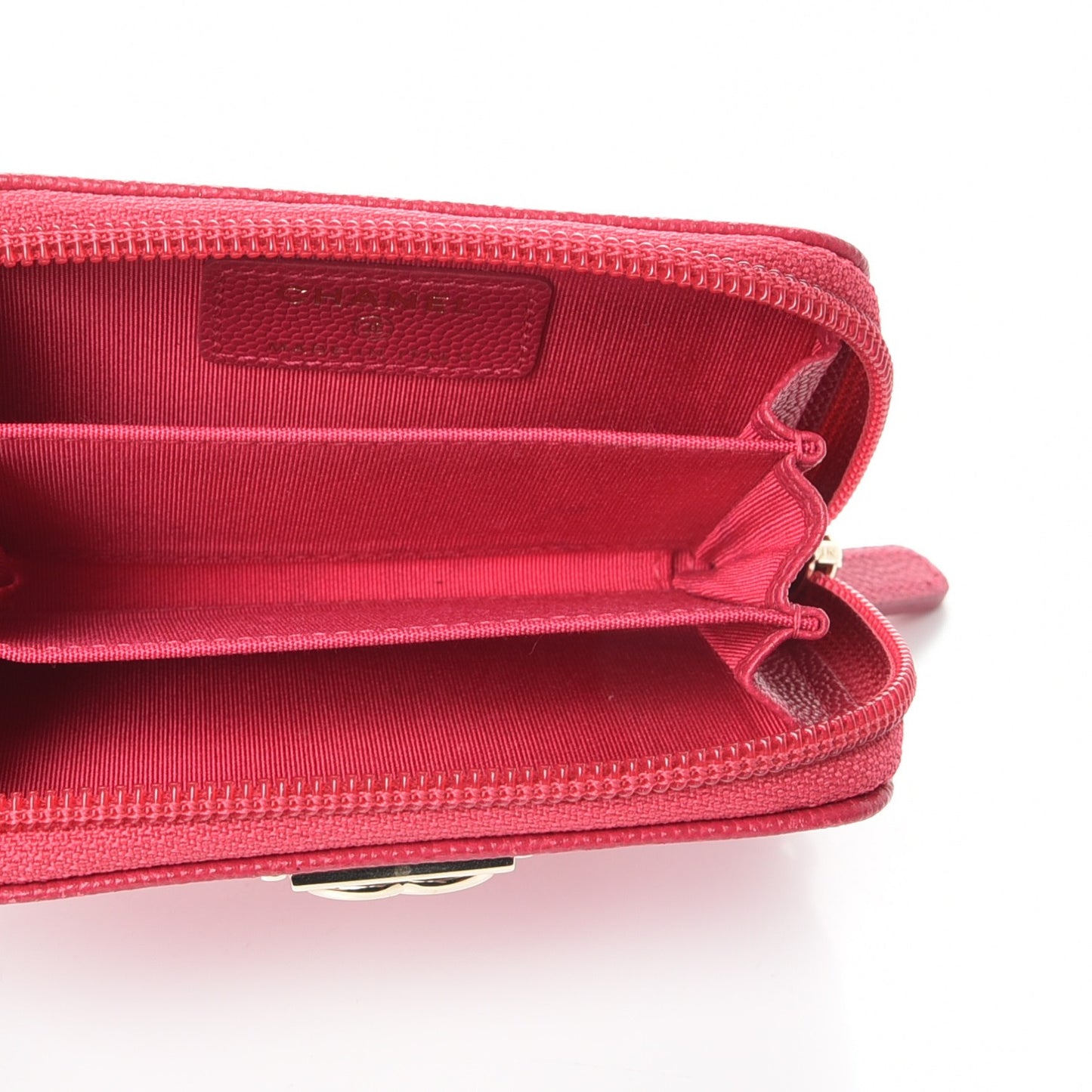 Caviar Quilted Boy Zip Around Coin Purse Wallet Fuchsia