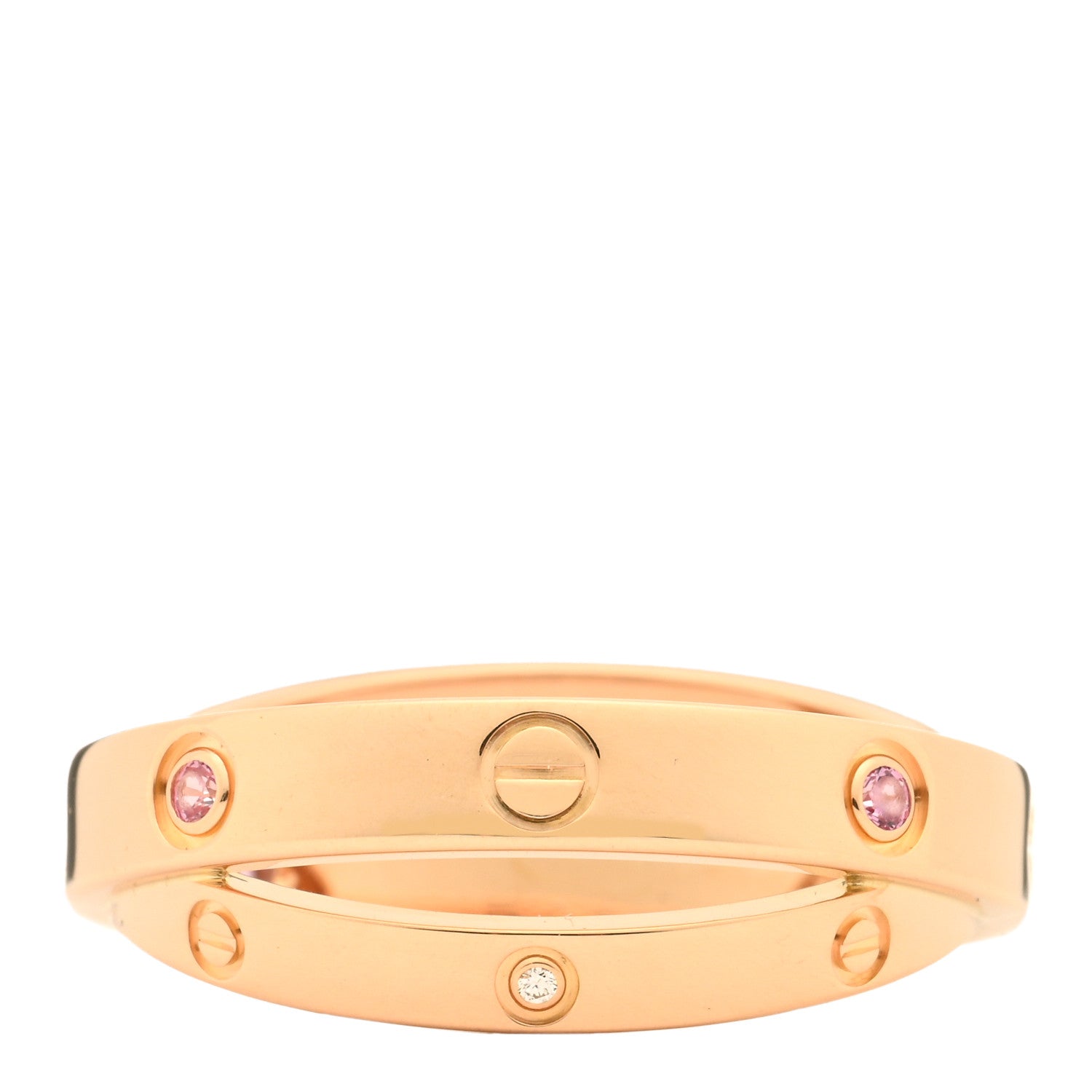 Cartier 18K Pink Gold Pink Sapphire Diamond LOVE Ring 56 7.5 3 of 4