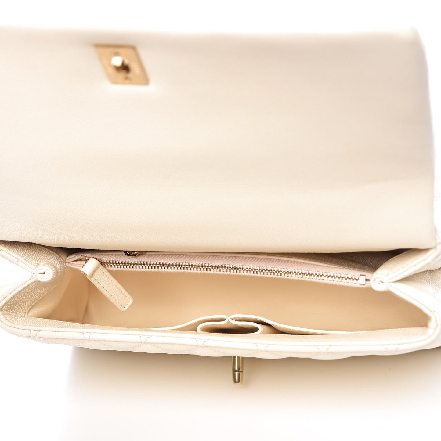 Caviar Lizard Quilted Small Coco Handle Flap Ivory