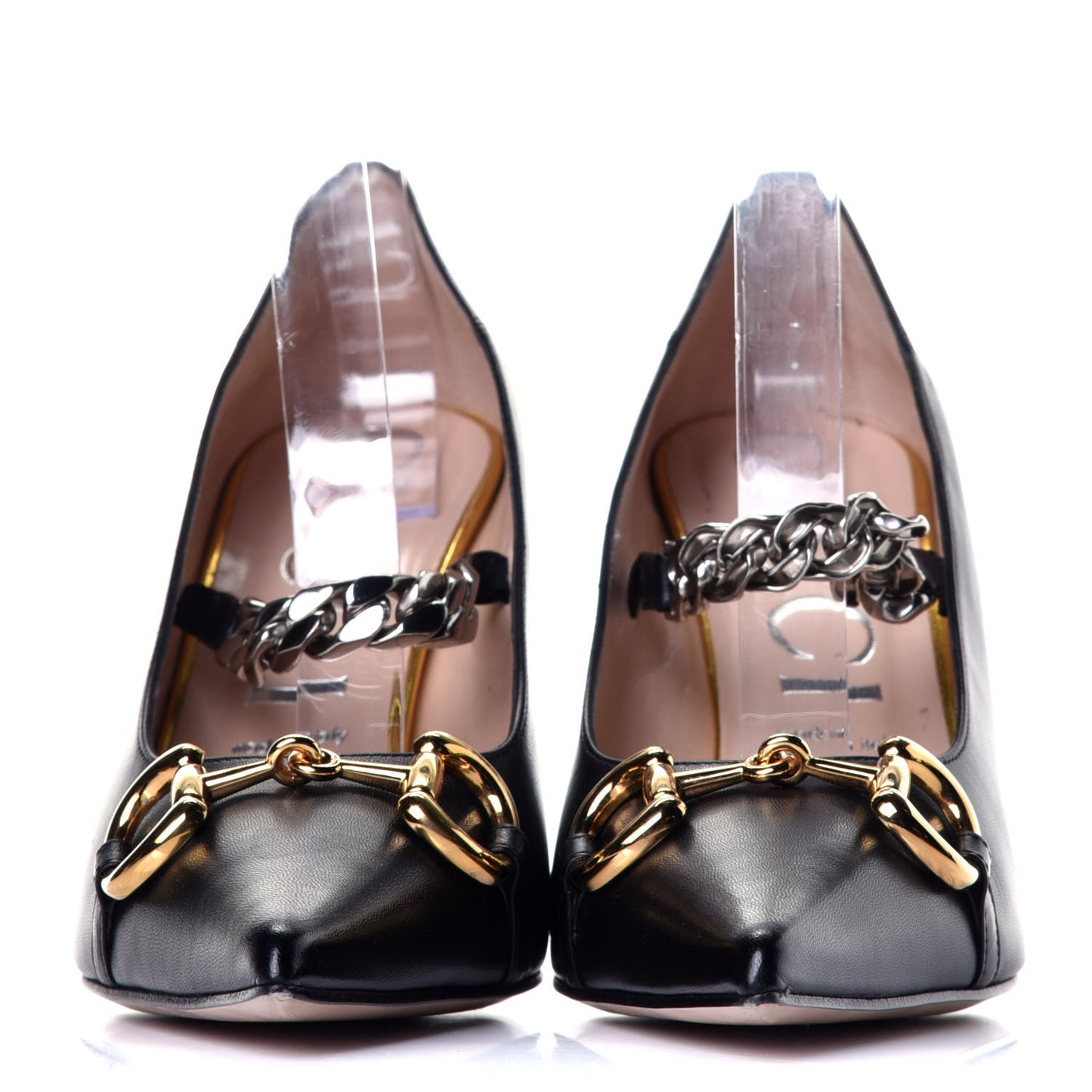 Malaga Kid Deva Horsebit Chain Embellished Pumps 41 Black