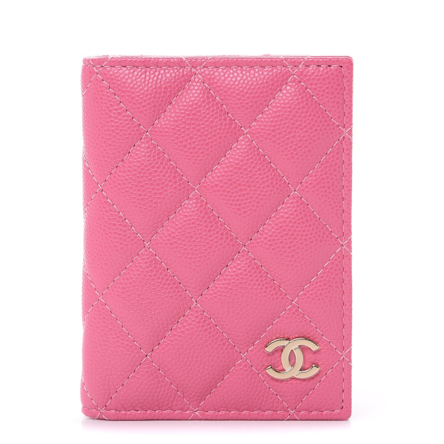 Caviar Quilted Card Holder Wallet Pink